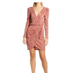 Halogen long sleep salmon cocktail dress